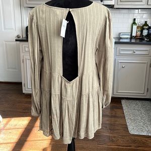 American Eagle Womens Size S Olive  Blouse Peasant Boho Tiered Top Shirt